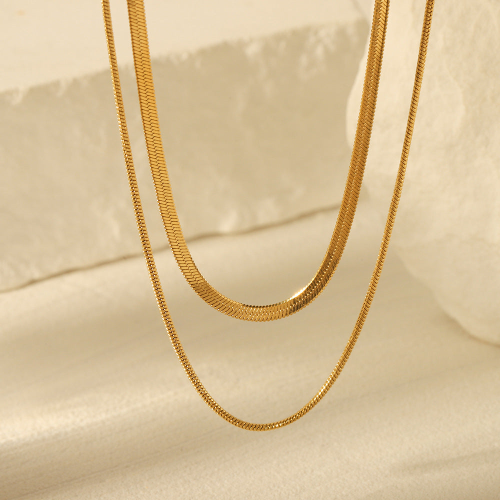 Minimalist Geometric Stainless Steel Snake Chain Necklace with Plated Finish for Women