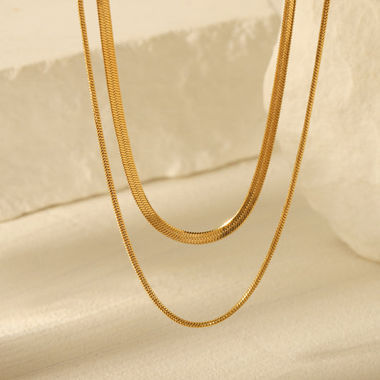Collana a catena in acciaio inossidabile a serpente geometrica minimalista da donna con finitura placcata