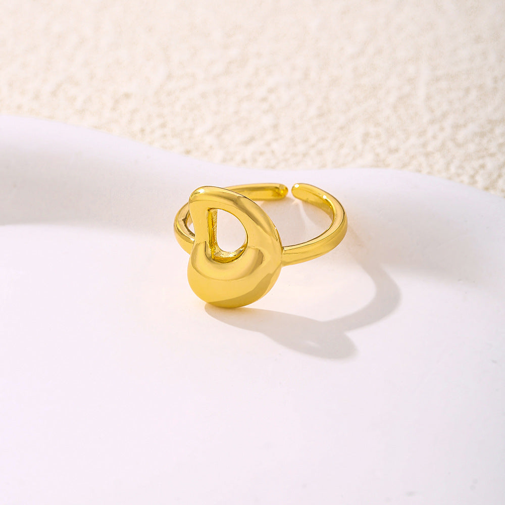 Anello da donna minimalista a forma di lettera in rame placcato oro Anello regolabile aperto Gioielli di lusso fatti a mano