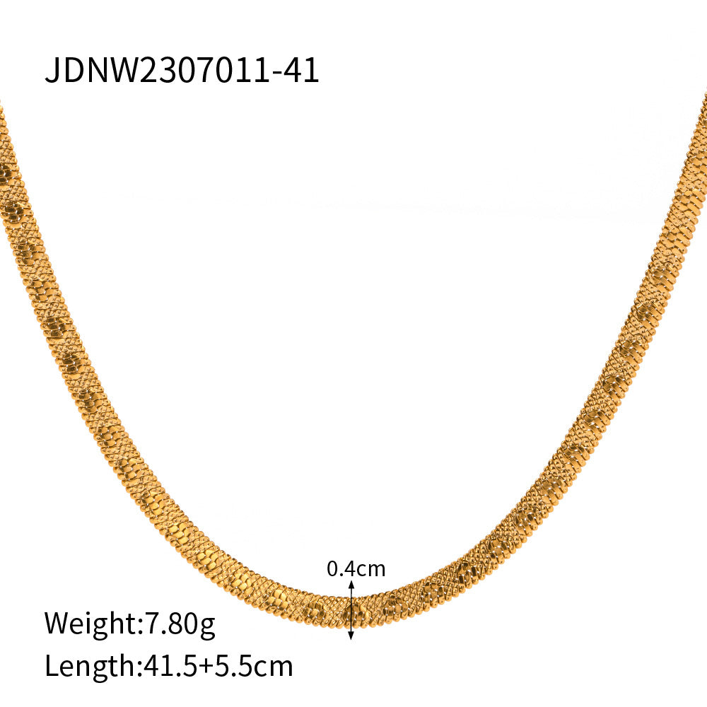 Minimalist Geometric Oval Stainless Steel PVD Cubic Zirconia Necklace for Women