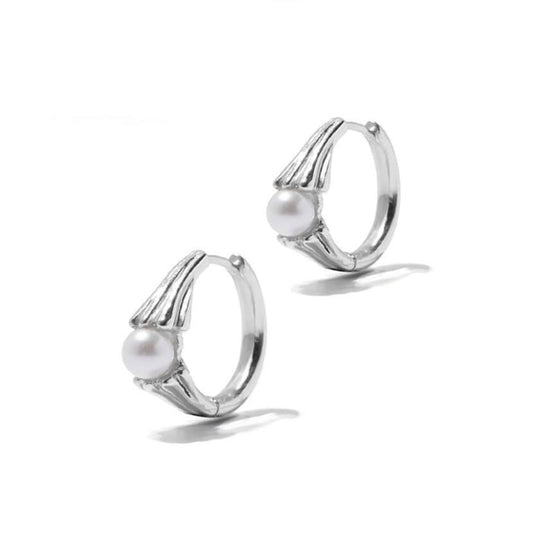 Pendientes Minimalistas de Perlas Geométricas en Plata de Ley 925 con Estilo Fresco y Dulce