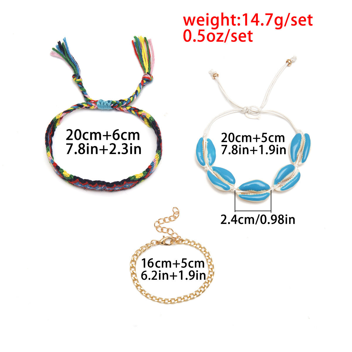 Bohemian Geometric Alloy Plated Drip Oil Shell Multi-layer Bracelet for Women