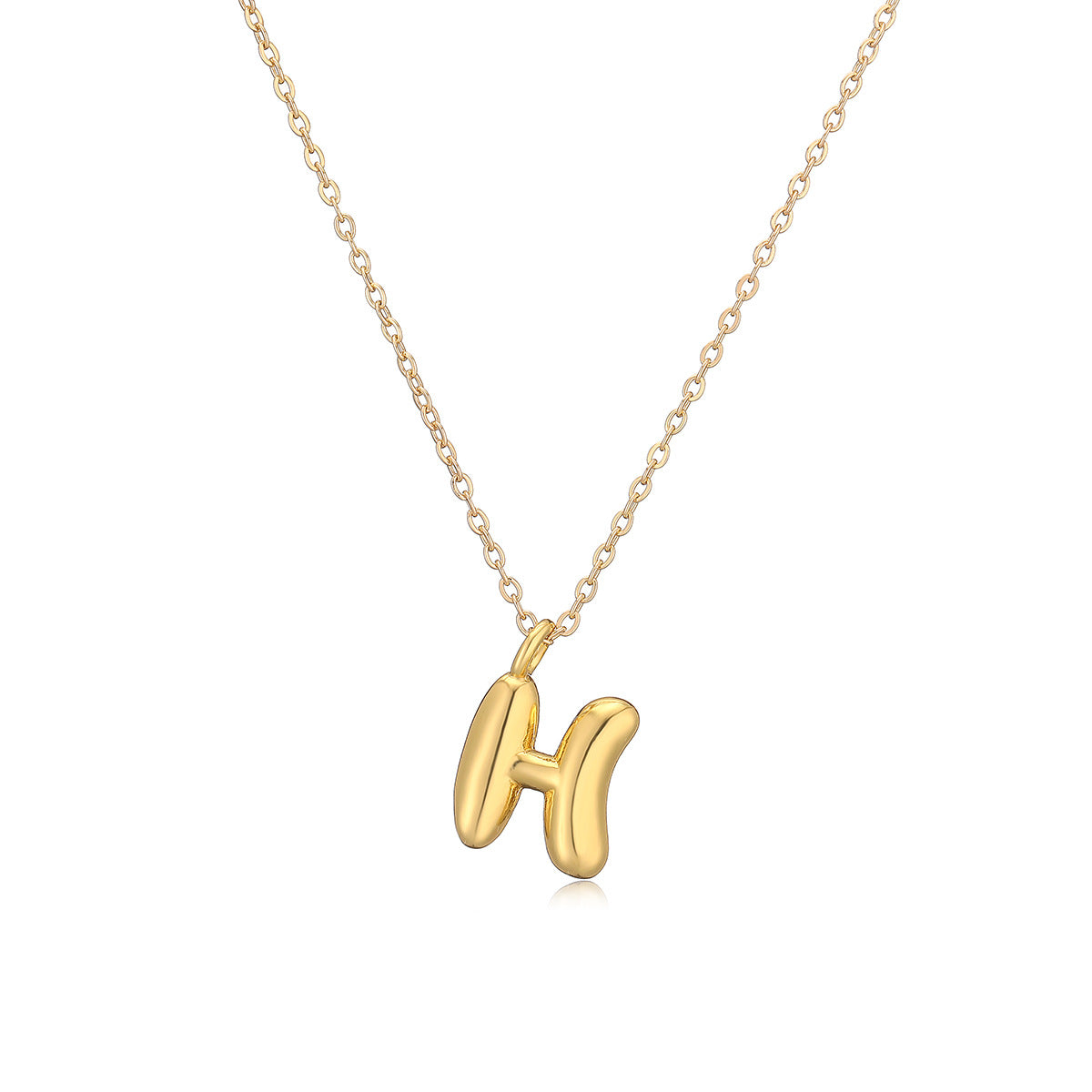 Minimalist Letter-Shaped Copper Pendant Necklace with Real Gold Plating for Women