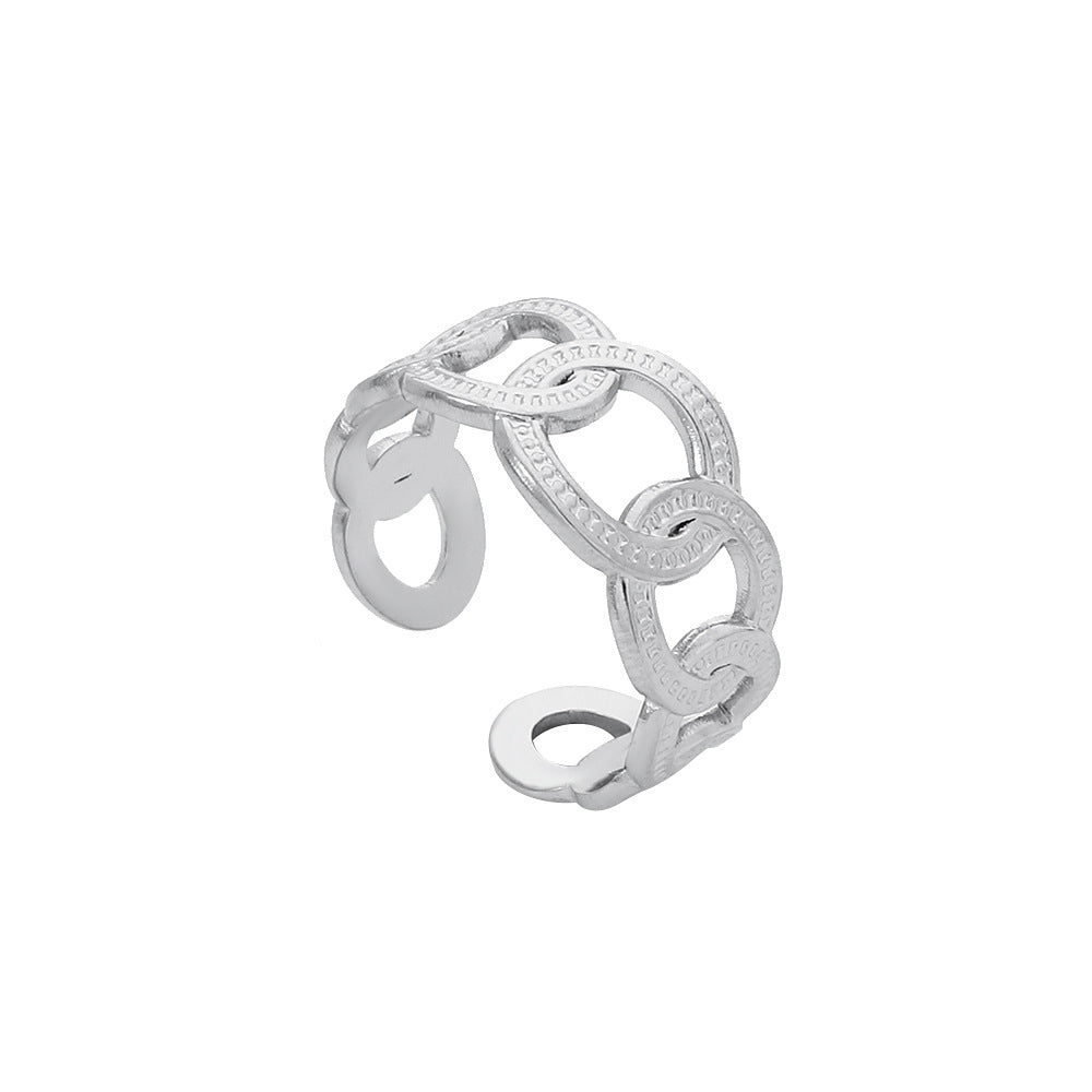 Minimalist Geometric Round Plated Titanium Steel Adjustable Open Ring Unisex
