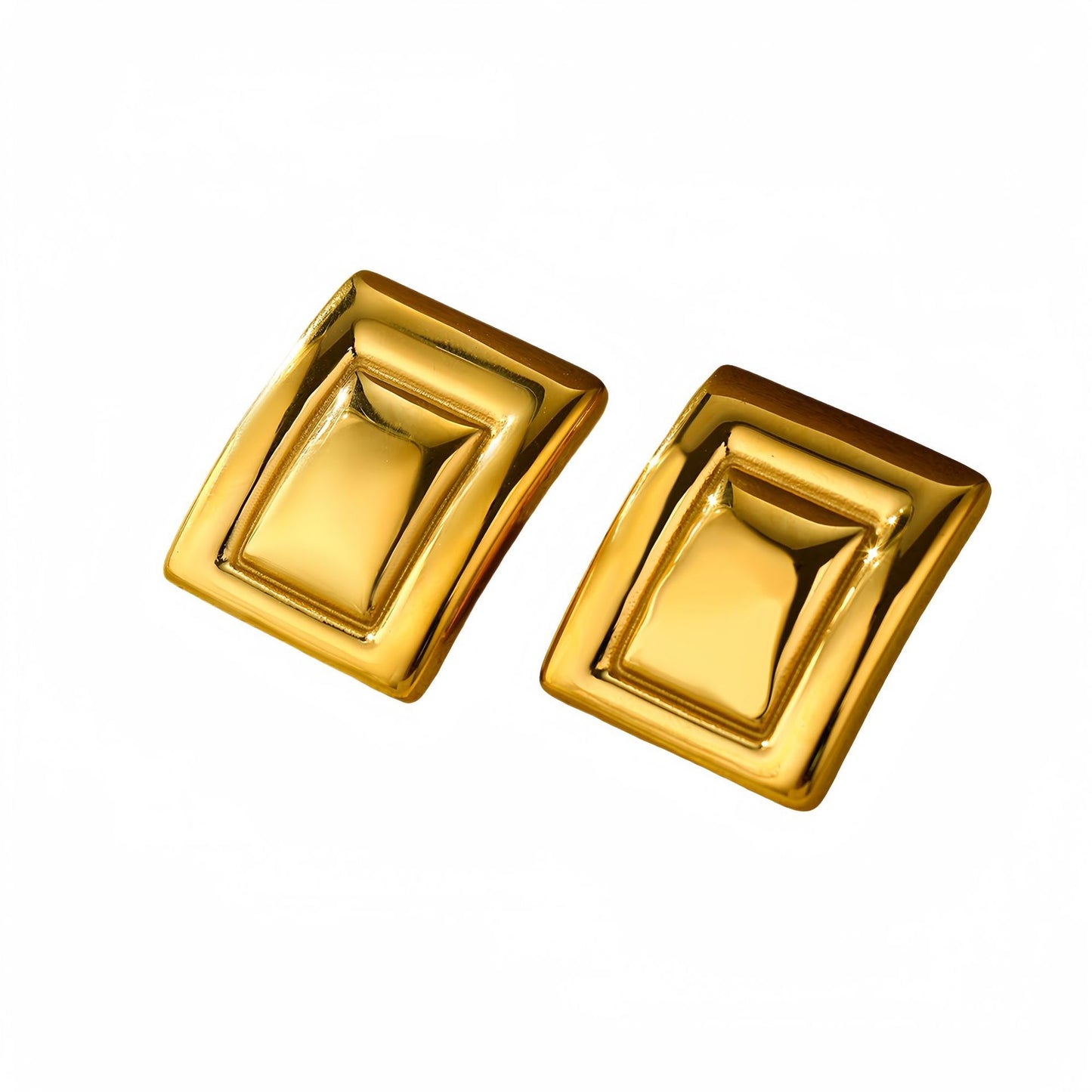 Pendientes Minimalistas Cuadrados de Acero Titanio con Acabado Galvanizado para Mujer, a la Moda, para la Oficina, Hipoalergénicos de Acero Inoxidable