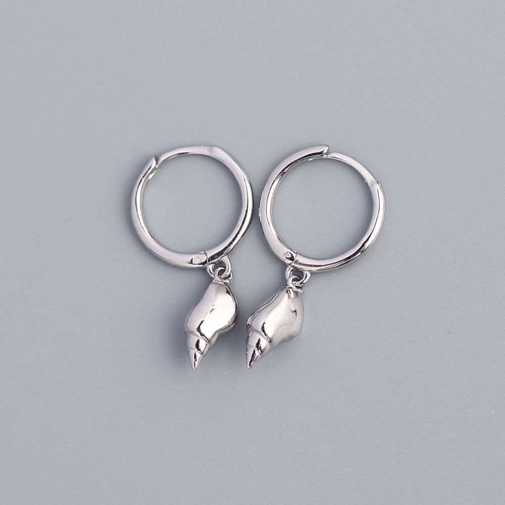 Minimalist Seashell-Shaped Sterling Silver Stud Earrings with Plated Finish for Women