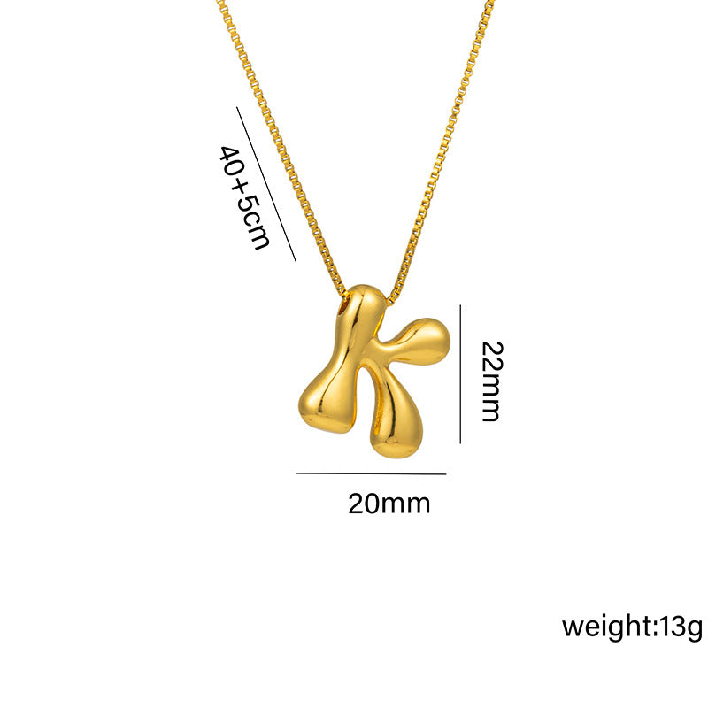 Bonito collar con dije de burbuja en forma de letra Q, estilo Q, de acero de titanio con chapado en oro de 18 quilates para mujer