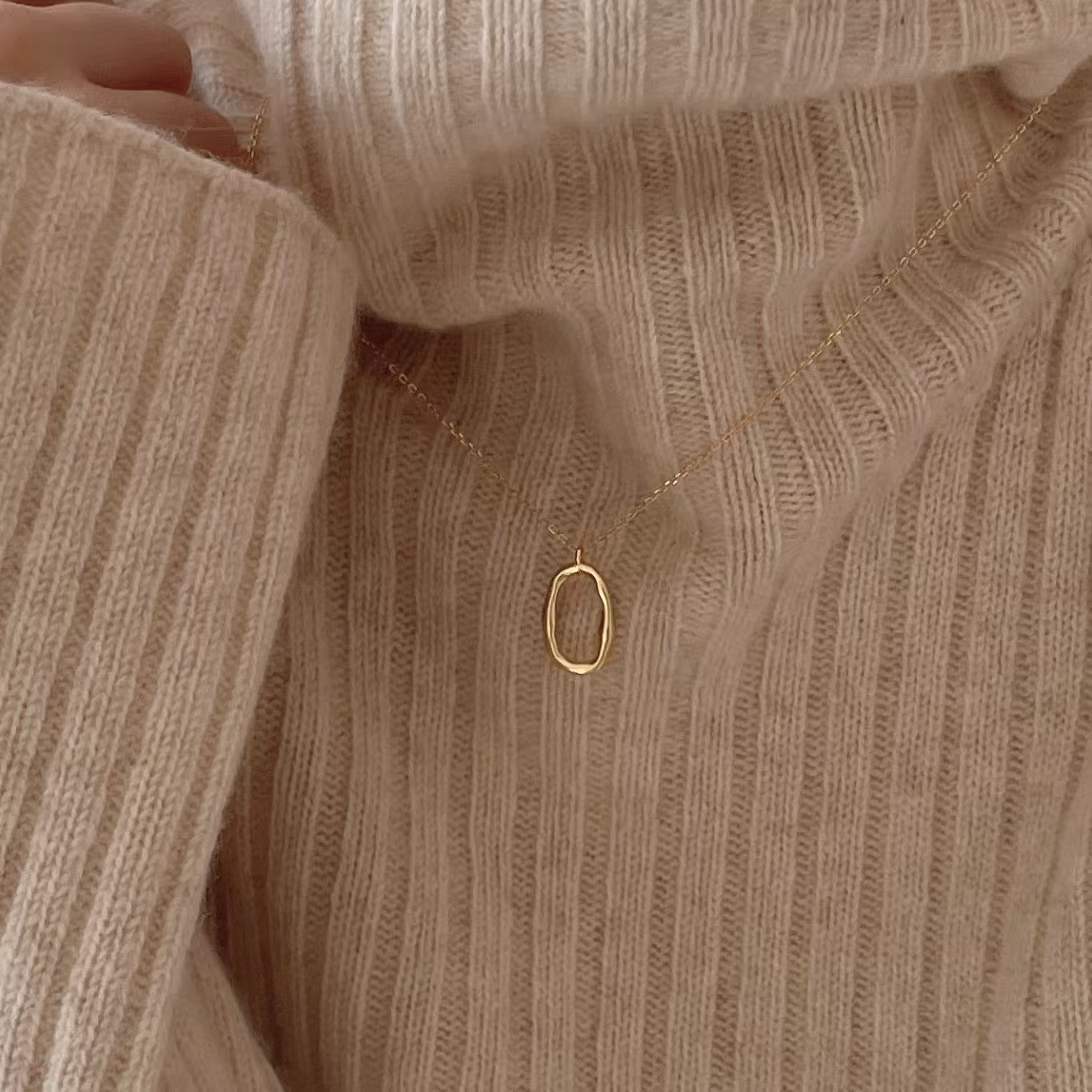 925 Sterling Silver Irregular Geometric Necklace for Women Minimalist Fashion Commuter Jewelry