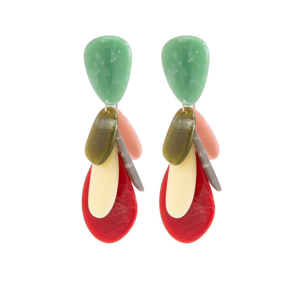 Minimalist Geometric Teardrop Resin Earrings with Gradient Tassel for Women