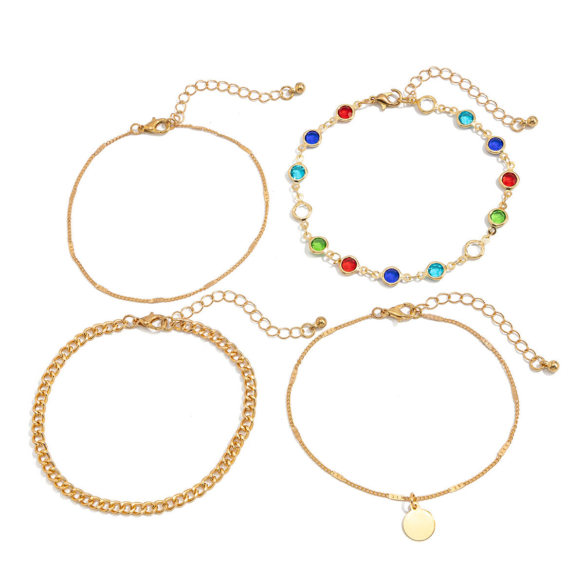 Bohemian Geometric Crystal Brass Anklet for Women