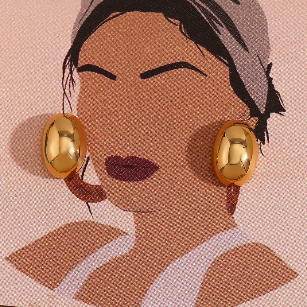 Minimalist Geometric Stainless Steel Earrings with 18K Gold Plating for Women