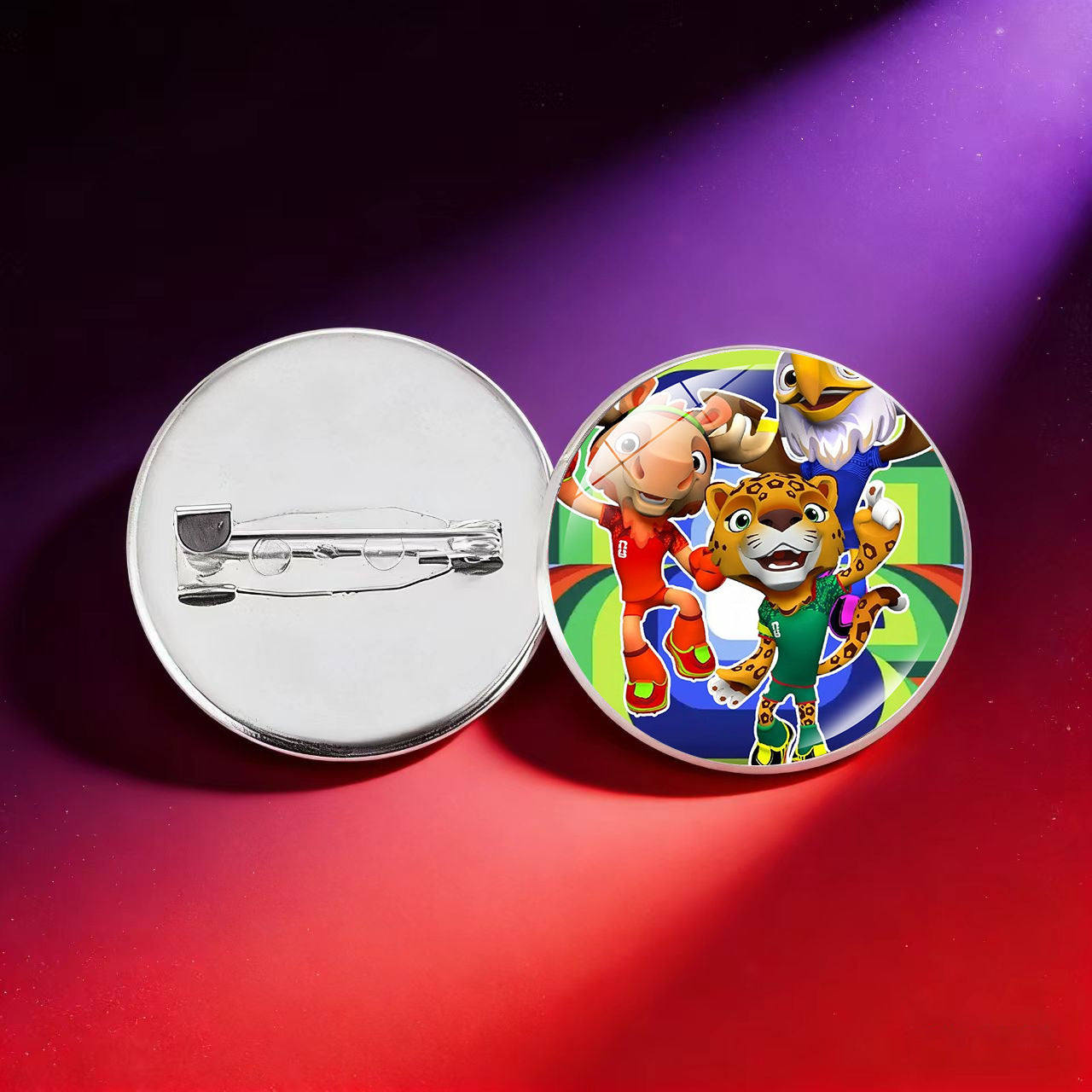 Broche Charm de Barra Redondo Geométrico Chapado en Cristal Hecho a Mano para la Mascota del Mundial 2026