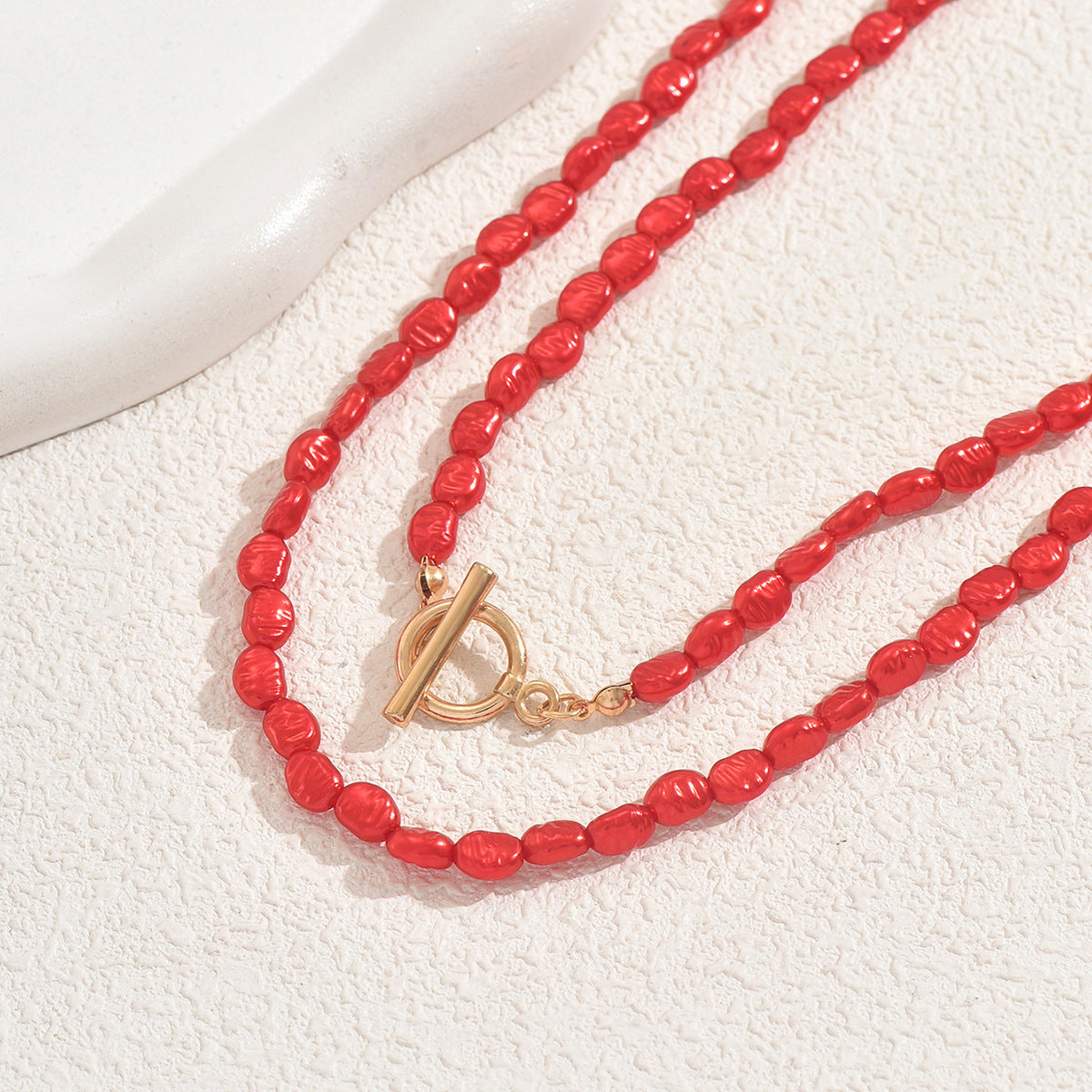 Collar OT bohemio hecho a mano con cuentas geométricas para mujer con colgante de aleación y detalles ovalados redondos en cadena de bolas