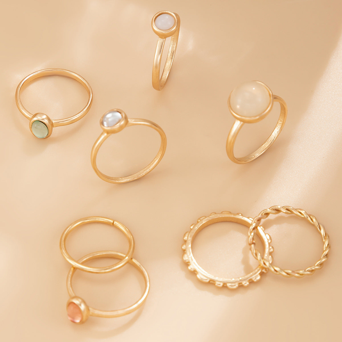 Punk Asymmetric Geometric Plated Alloy Ring for Women