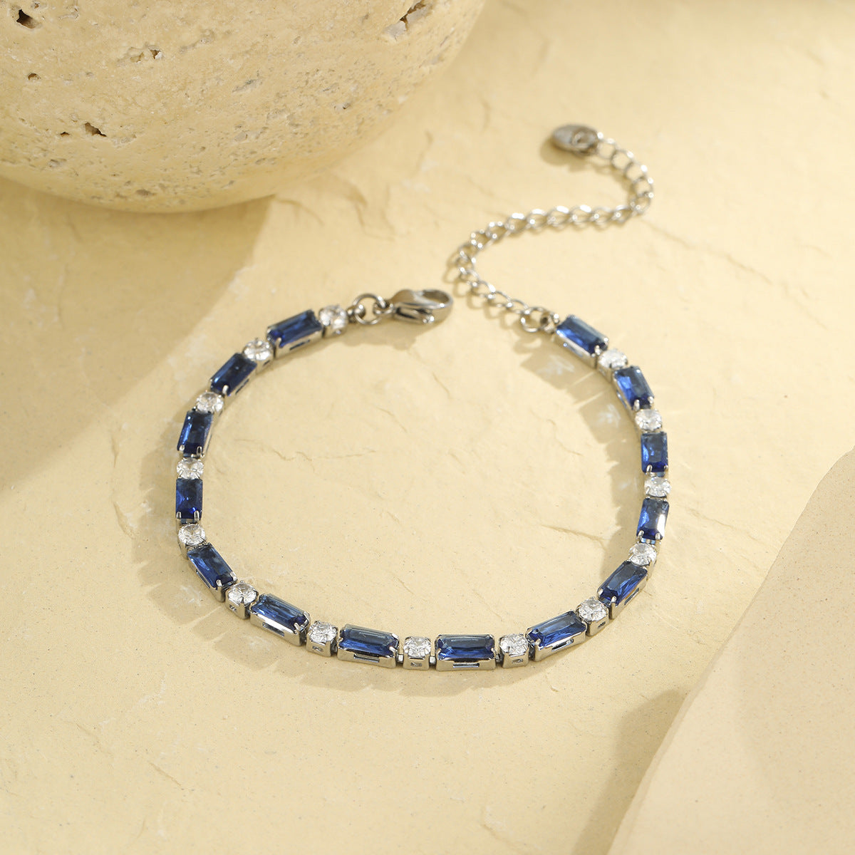 Fashionable Geometric Stainless Steel Bracelet for Women with Colorful Zirconia Plating Elegant Minimalist Everyday Jewelry