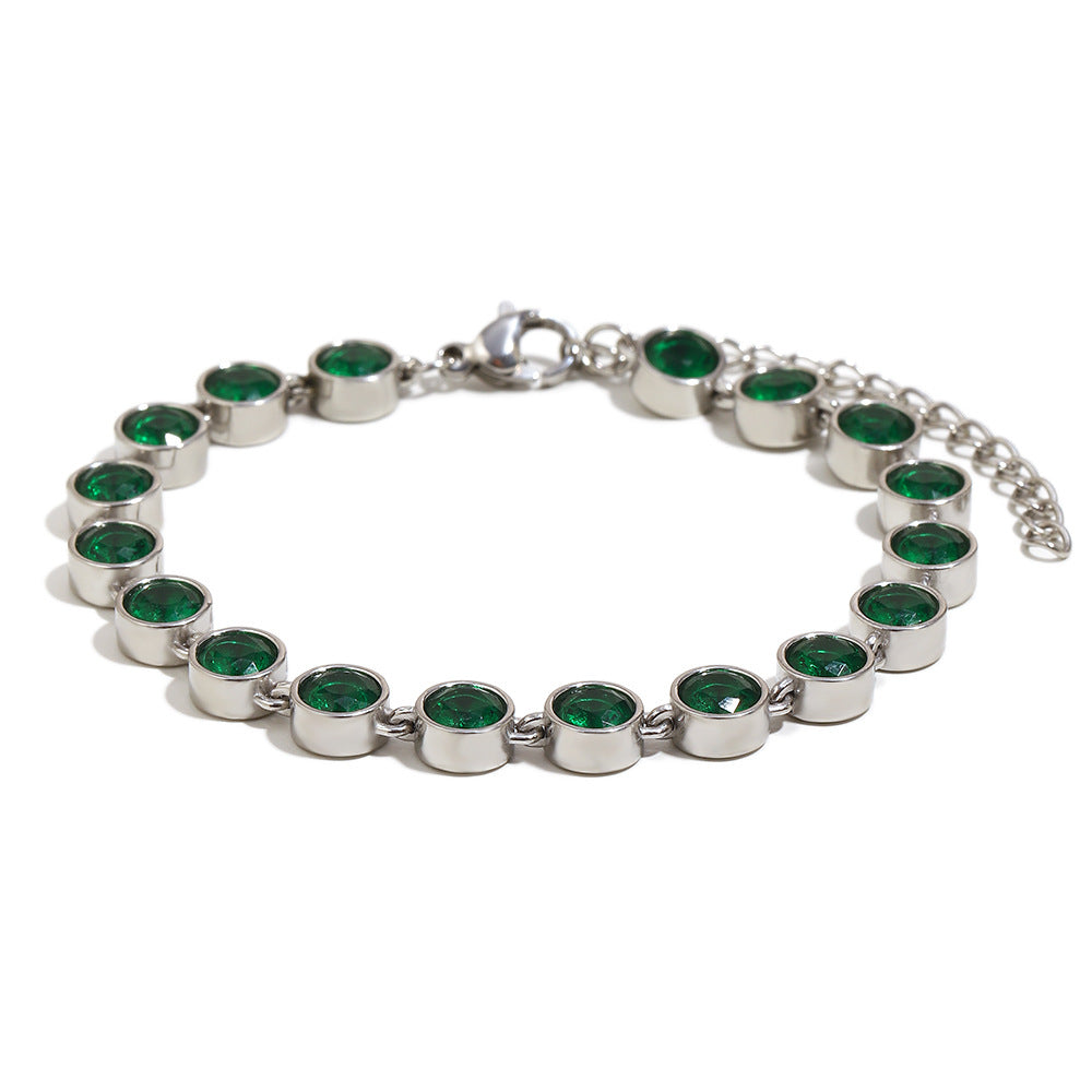 Fashionable Geometric Stainless Steel Plated 18K Gold Cubic Zirconia Sparkling Bracelet for Women