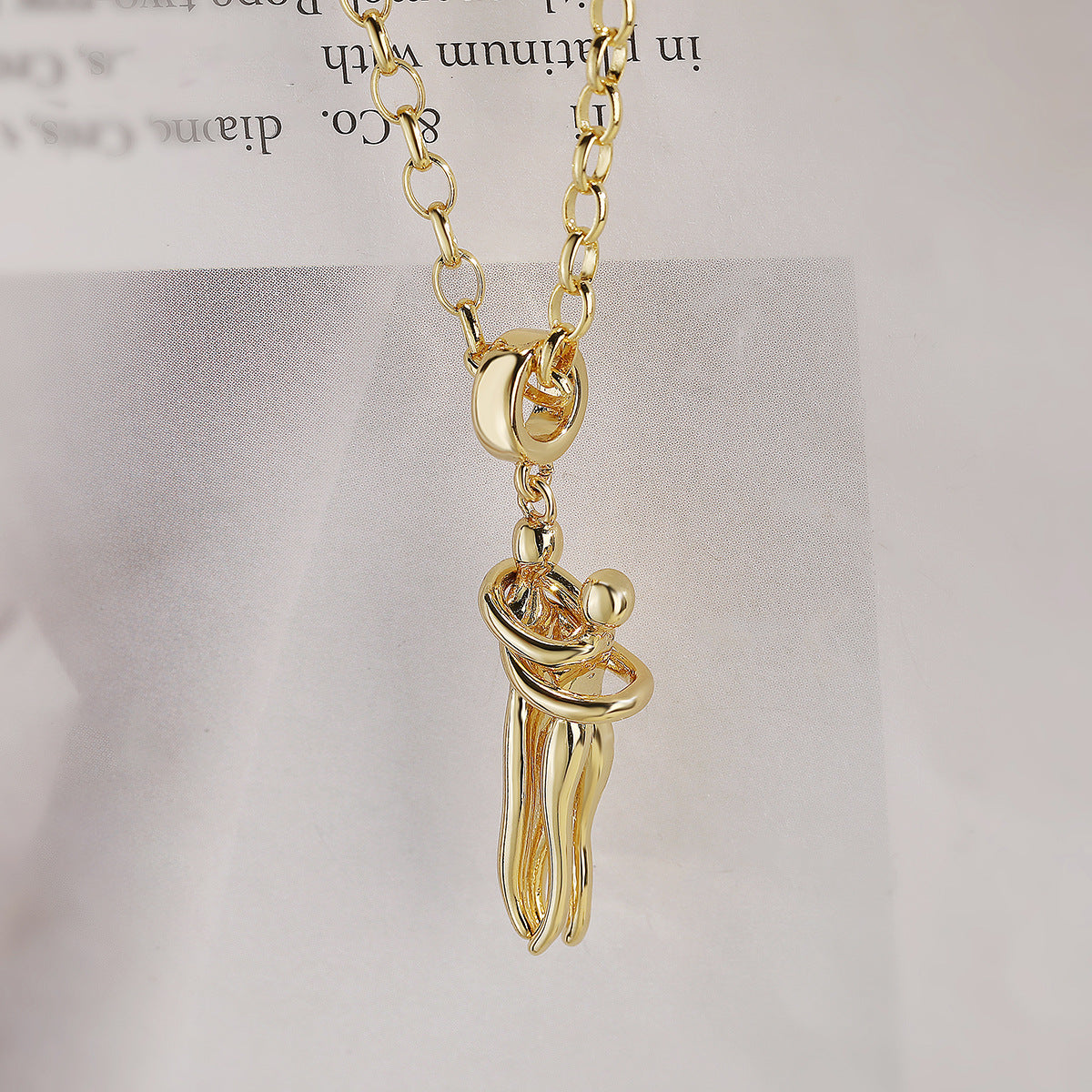 Collana Pendente Irregolare Geometrica Minimalista da Donna, con Catena in Rame e Medaglione