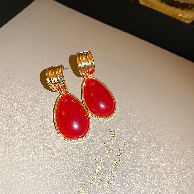 Vintage-Style Geometric Stud Earrings in Copper with Electroplated Finish for Women