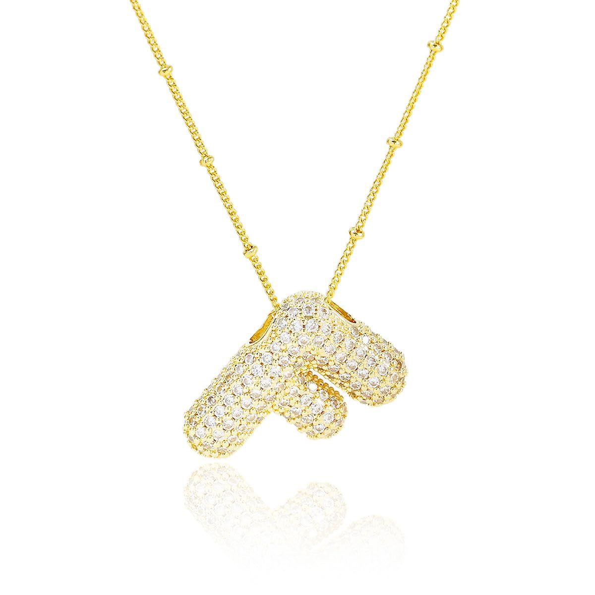 Fashion Plated Brass Letter Bubble Pendant Necklace for Women
