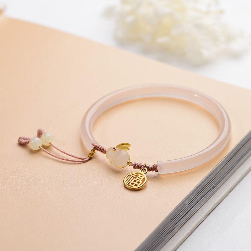 Bracciale da donna in resina a forma di coniglio, stile lussuoso, con finitura placcata, accessorio alla moda per l'ufficio