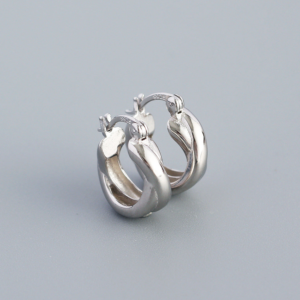 Minimalist Geometric Cross-Line Earrings in S925 Sterling Silver with Plated Finish for Women
