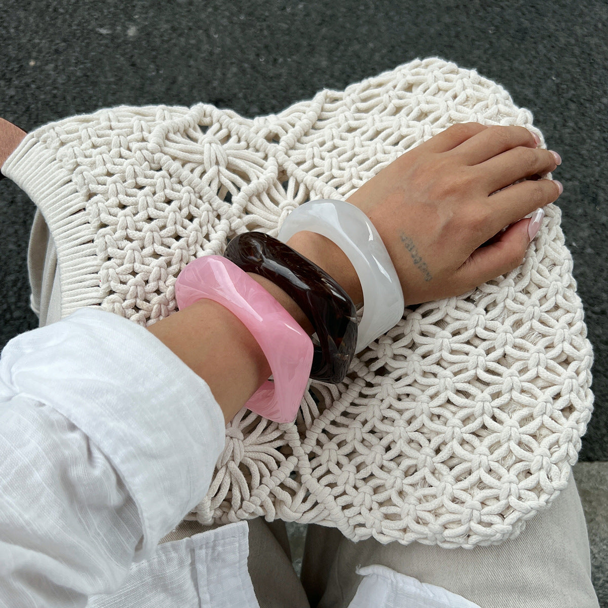Colorful Macaron Resin Geometric Bracelet for Women