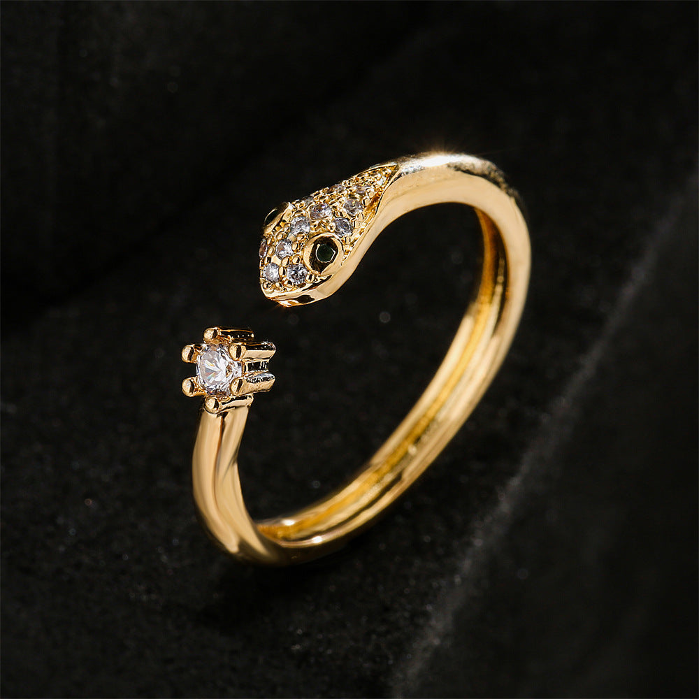 Minimalist Geometric Copper Ring with 18K Gold Plating and Micro-Paved Zirconia