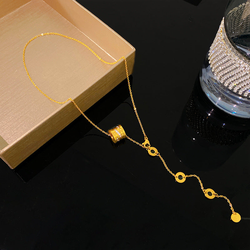 Gold Plated Titanium Steel Geometric Tassel Necklace