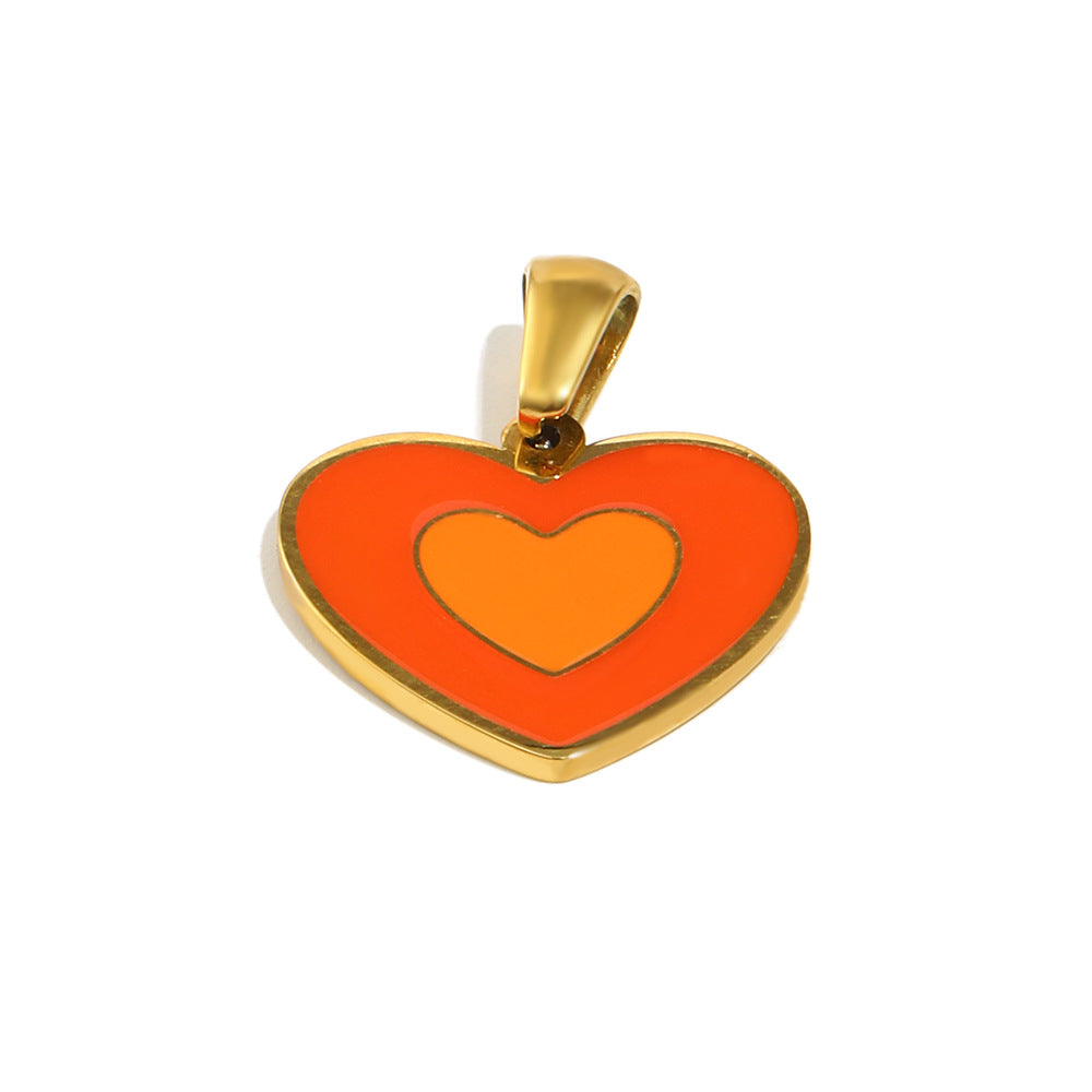 Sweet Heart Shape Stainless Steel Drip Oil 18K Gold Plated Charm Bar