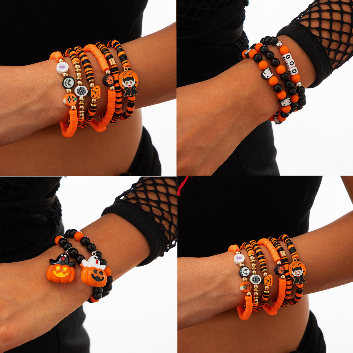 Halloween Pumpkin Ghost Witch Acrylic Resin Plated Bracelet for Women