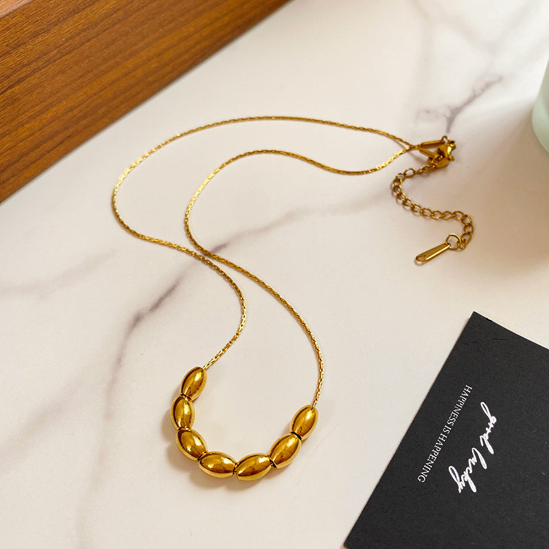 Minimalist Luxury Gold Plated Oval Geometric Titanium Steel Necklace