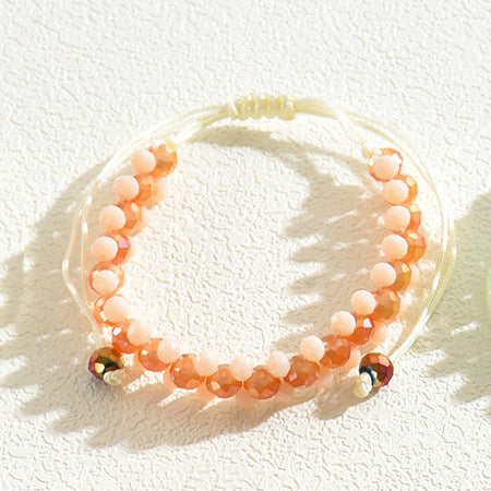 Pulsera geométrica de cuentas para mujer con detalles de cristal multicolor, pulsera ajustable de varias capas