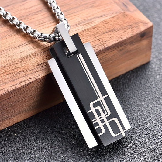 Minimalist Geometric Stainless Steel Necklace for Men with Polished Titanium Steel Pendant