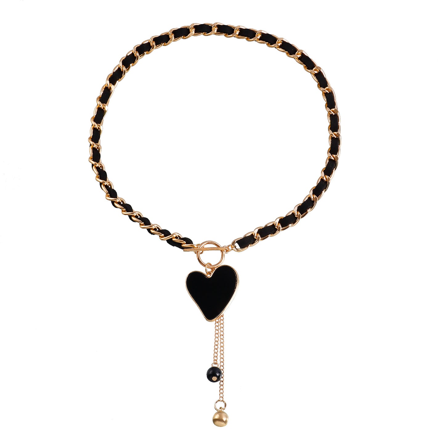 Minimalist Heart Alloy Plated Pendant Necklace with Tassel for Women
