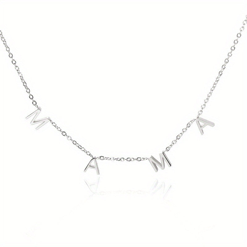 Collar Minimalista de Acero Inoxidable con Forma de Letra, Colgante de Acero de Titanio Pulido Ajustable para Regalo del Día de la Madre