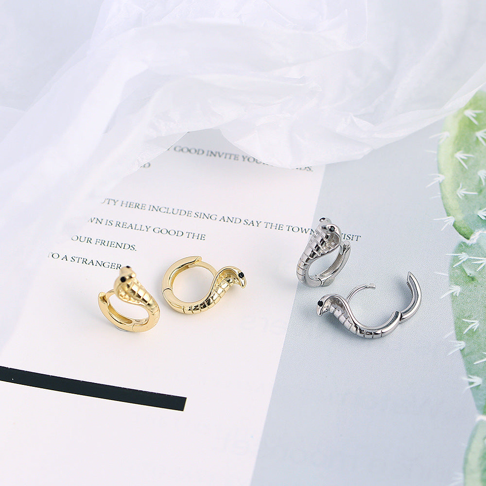 Orecchini a Cerchio da Donna a Serpente in Argento Sterling 925