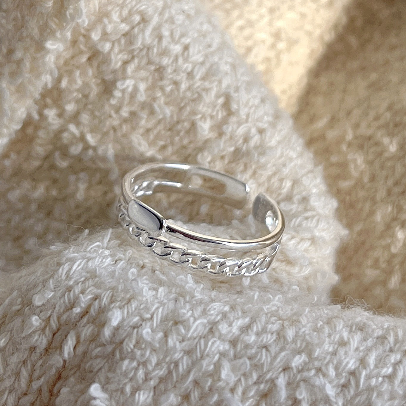 Anello Minimalista in Argento Sterling 925 a Doppia Catena per Donna