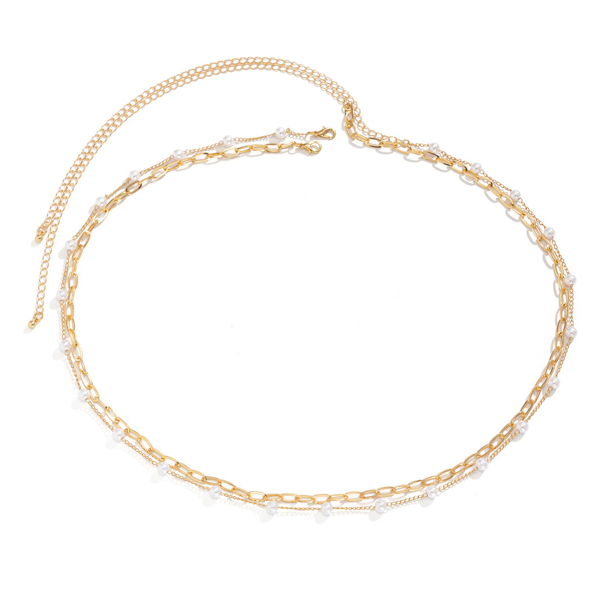 Elegant Star Moon Butterfly Rhinestone Pearl Polished Alloy Body Chain with Tassel for Women