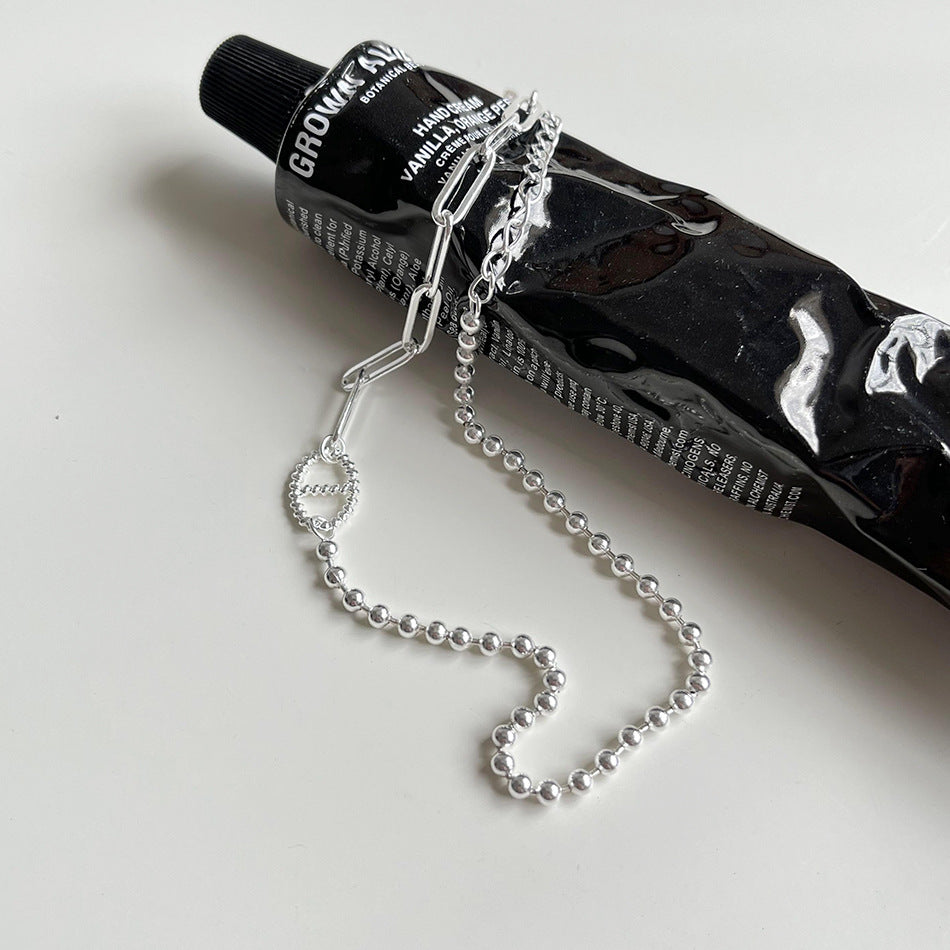 Minimalist Geometric Star Pendant Necklace in 925 Sterling Silver with Gold Plating on Beaded Chain