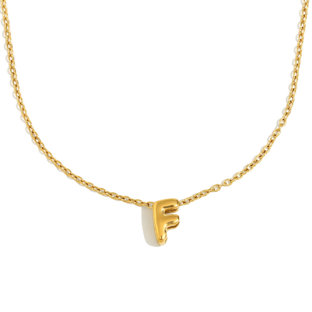 Fashionable Minimalist Letter Pendant Necklace in Stainless Steel with 18K Gold Plating for Women