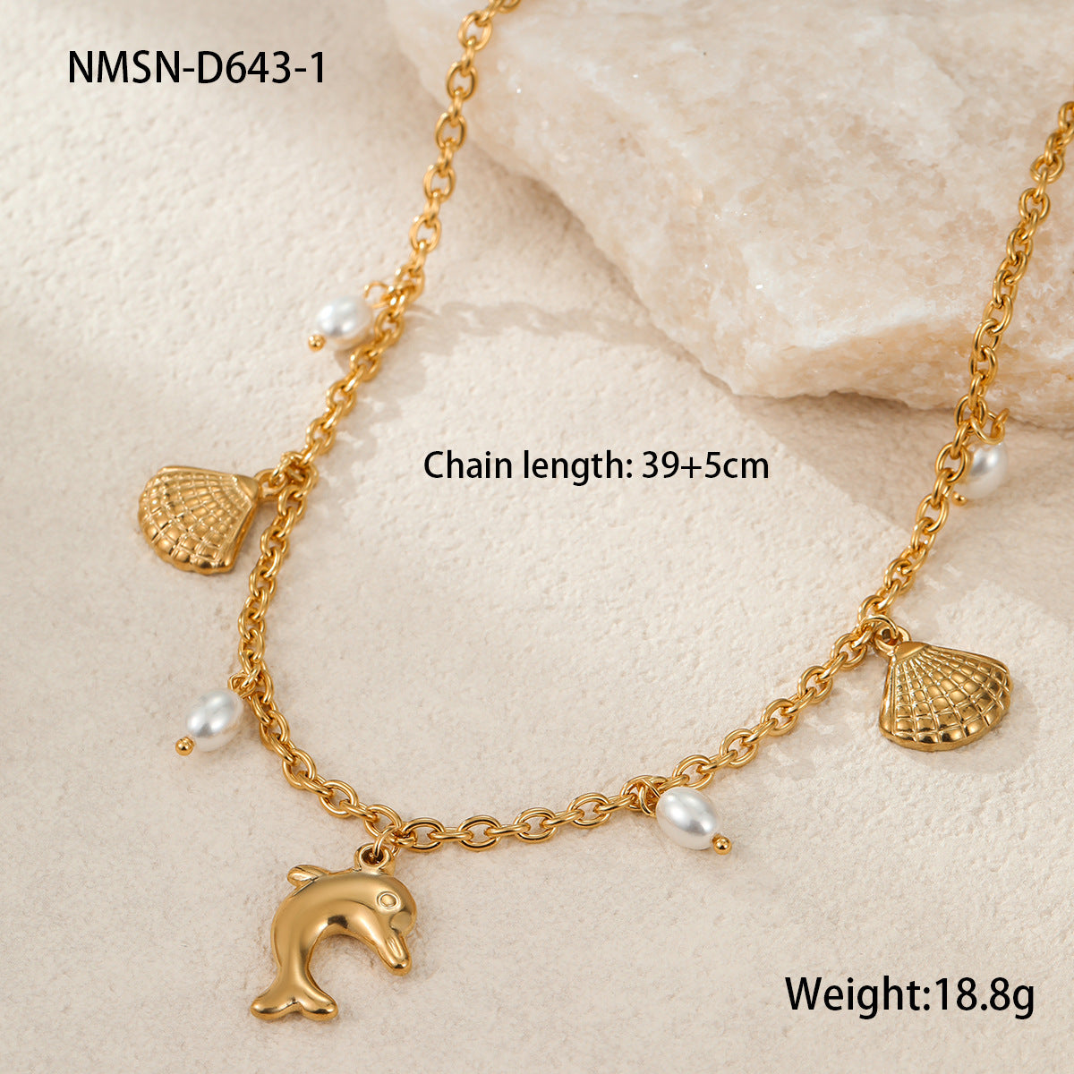 Collar de Acero Inoxidable con Diseño Geométrico de Concha y Estrella de Mar, Chapado, de Moda para Mujer
