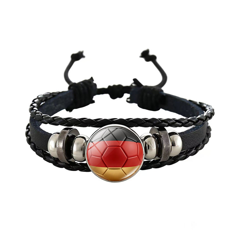 Unisex Geometric Round Braided Leather Bracelet Adjustable Handmade Wristband