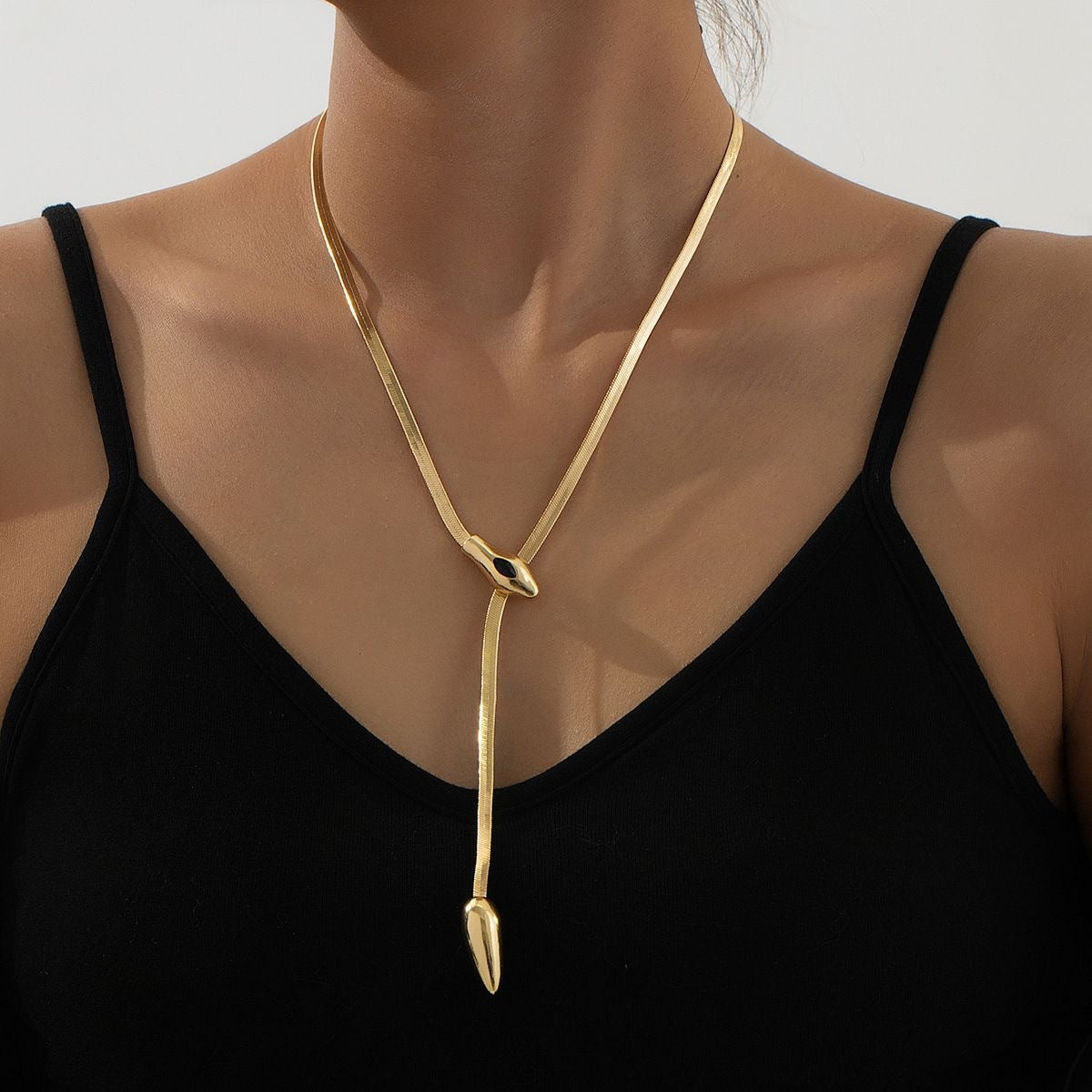 Minimalist Elegant Snake Shape Titanium Steel Plated Necklace for Women
