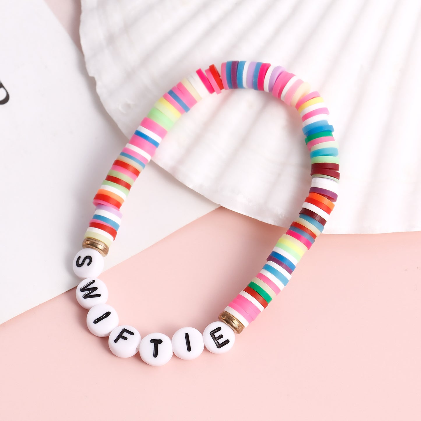 Geometric Shape Alloy Bracelet with Plated Finish for Women, Polymer Clay Inspired Colorful Slice Design