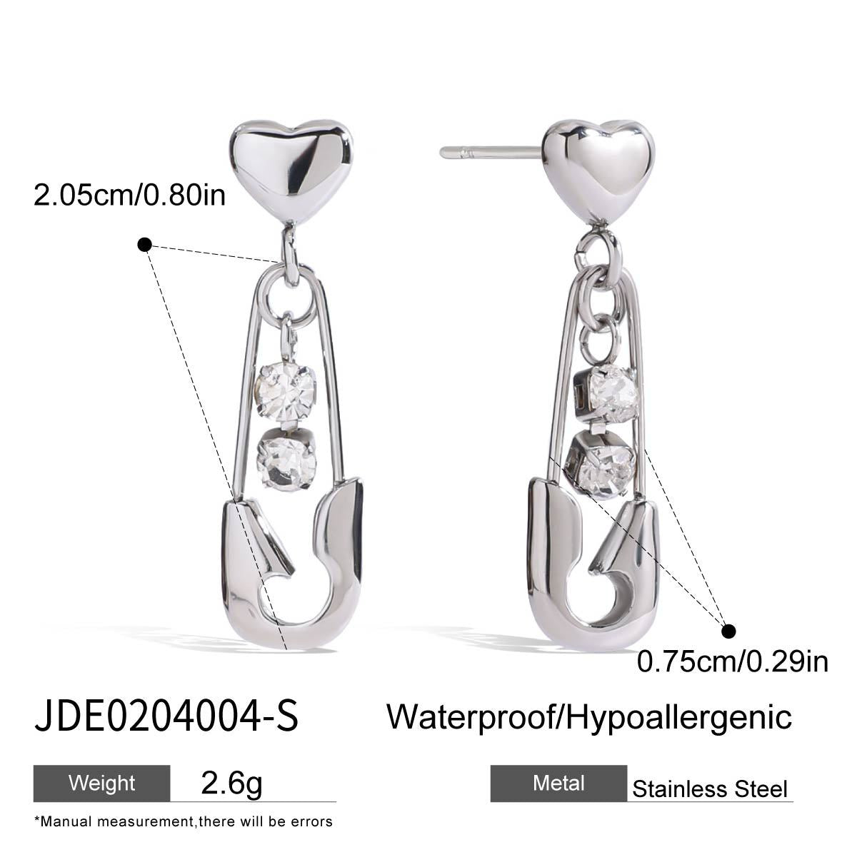 Elegant Geometric Heart Stainless Steel Plated Cubic Zirconia Earrings for Women