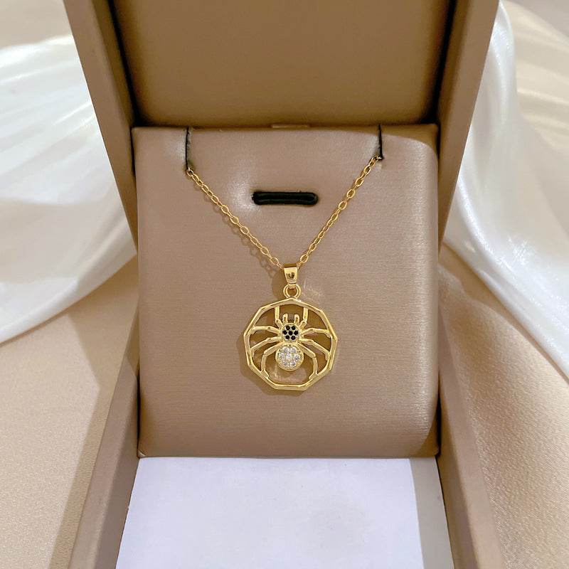 Minimalist Geometric Moon Pendant Necklace for Women and Men Stainless Steel Snake Chain with Full Rhinestone Accents