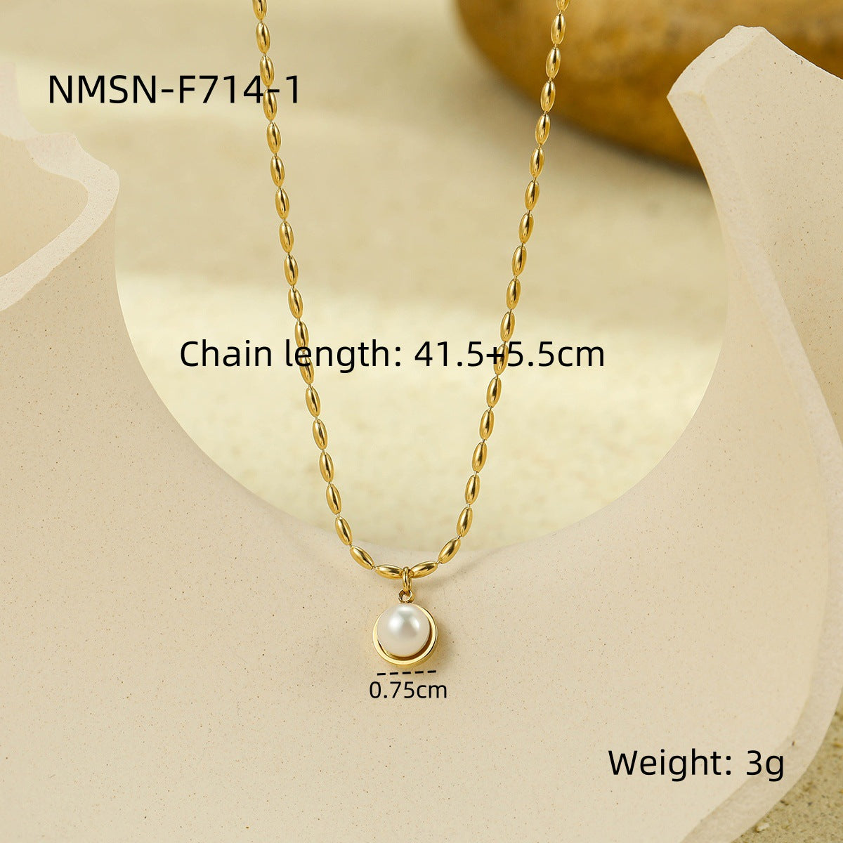 Collar Minimalista de Perlas Francesas para Mujer en Acero Inoxidable con Acabado Chapado, Elegante Cadena para Clavícula para Otoño e Invierno