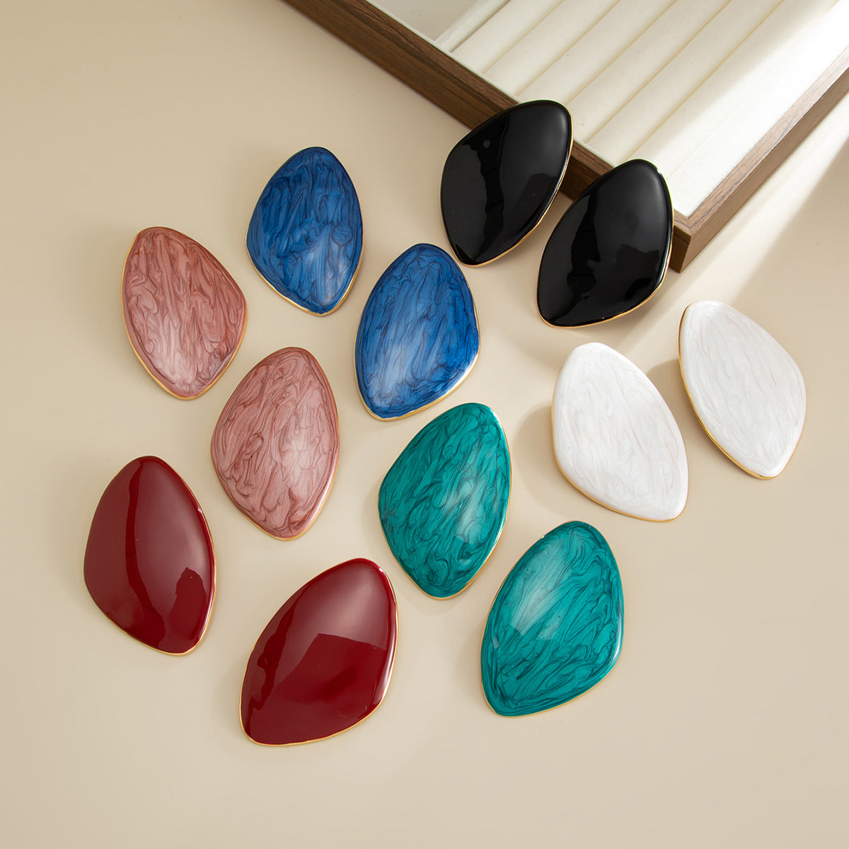 Vintage Geometric Triangle Alloy Drip Oil Plated Earrings for Women