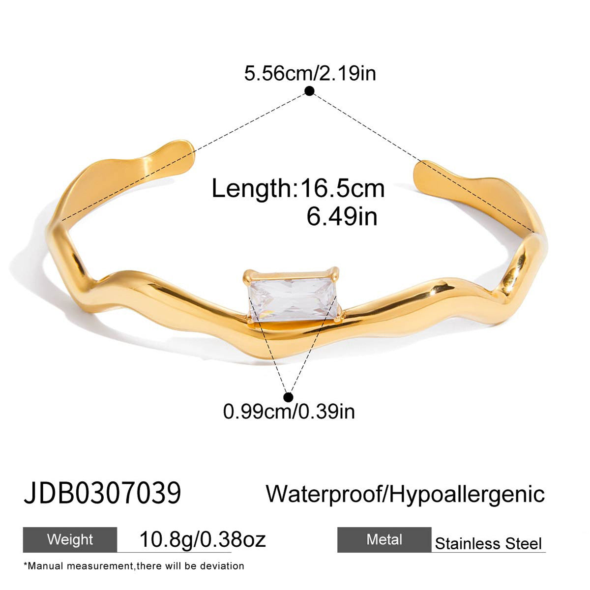 Pulsera geométrica cuadrada minimalista de acero de titanio para mujer con acabado chapado, brazalete de lujo ajustable de acero inoxidable