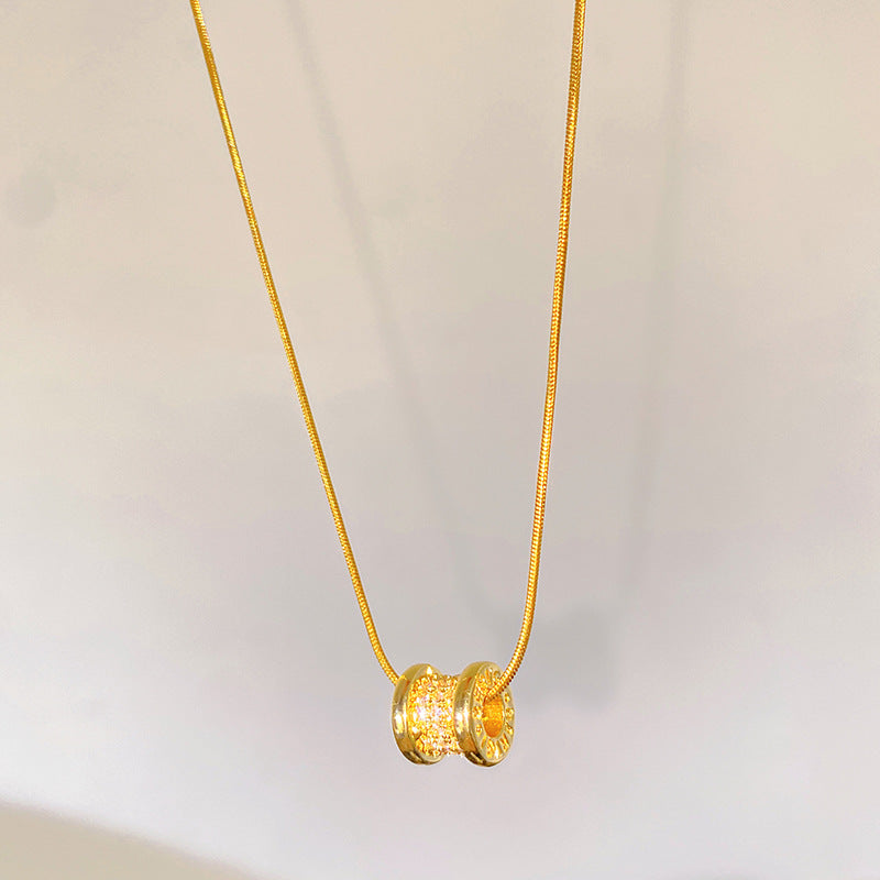 Vintage Geometric Titanium Steel Plated Necklace with Cubic Zirconia for Unisex